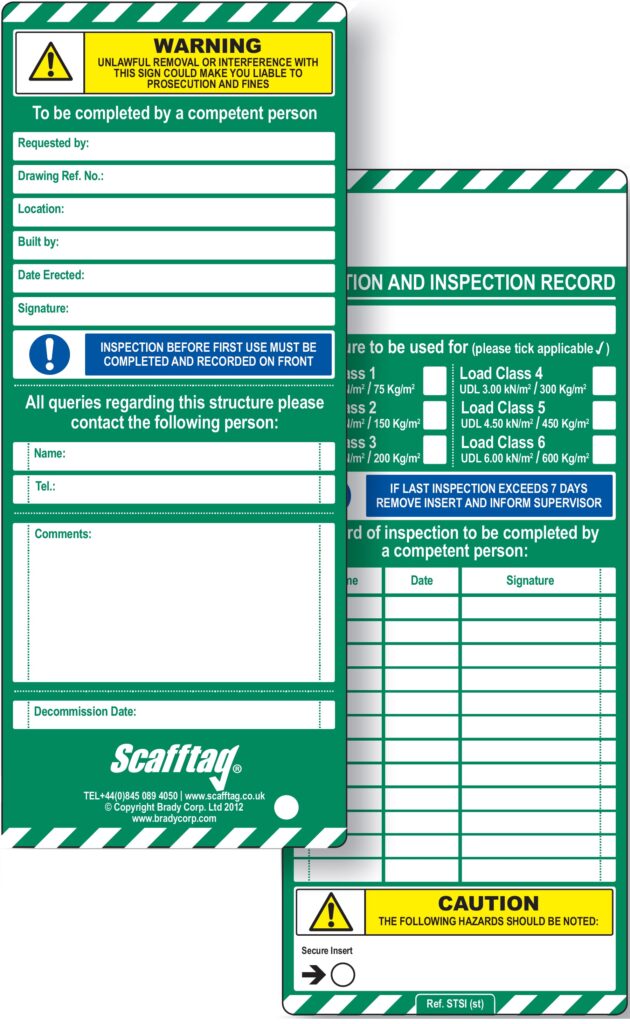 SCF03A - Scafftag Standard Insert Pack of 10