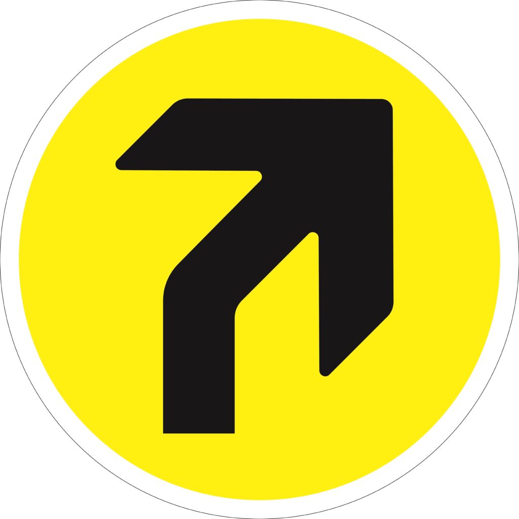 SDIS102BBASV - 450mm Dia Right Arrow Yellow/Black Anti-slip Floor Sign