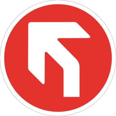 SDIS106BBASV - 450mm Dia Left Arrow Red Anti-slip Floor Sign