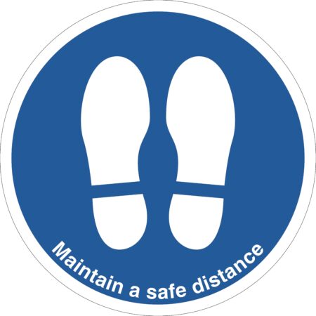 SDIS108BBASV - 450mm Dia Maintain Safe Distance Feet Blue Anti-slip Floor Sign