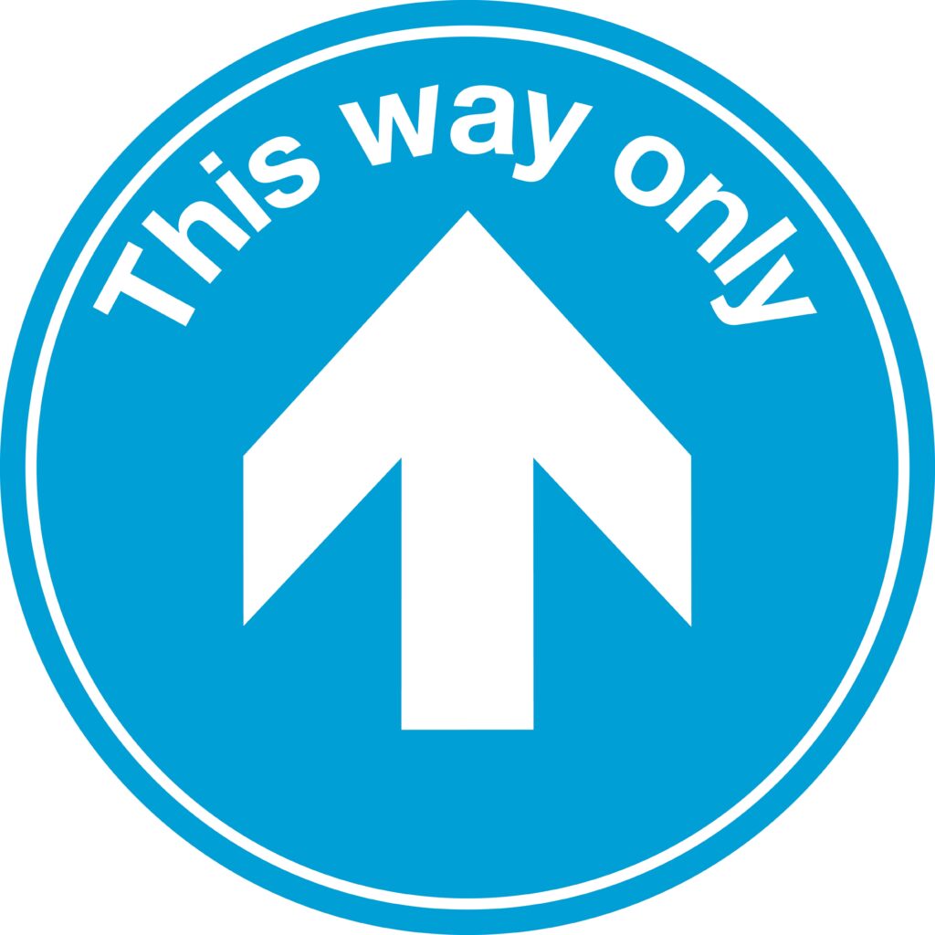 SDIS62BBASV - 450mm Dia This Way Only Blue Anti-slip Floor Sign