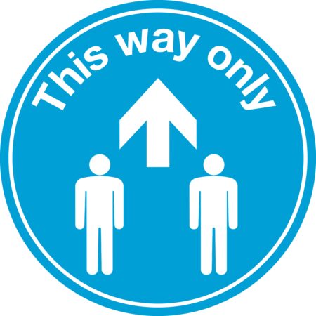 SDIS63BBASV - 450mm Dia This Way Only People Blue Anti-slip Floor Sign