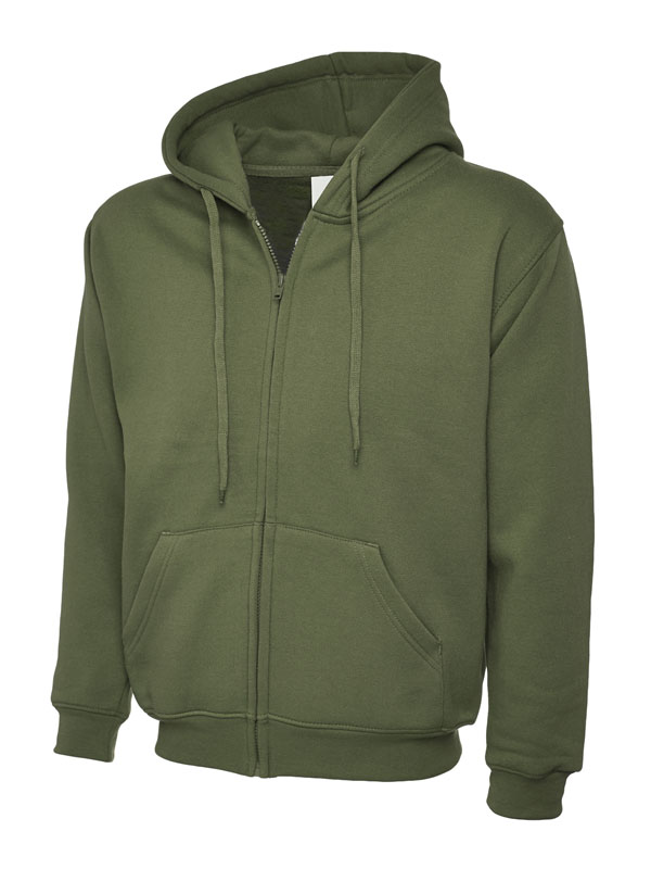 UC504 Adults Classic Full Zip Hooded Sweatshirt Unisex, 50% Polyester 50% Cotton 300GSM