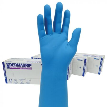 Dermagrip High Risk Powder Free Blue Latex Gloves (Box of 50)