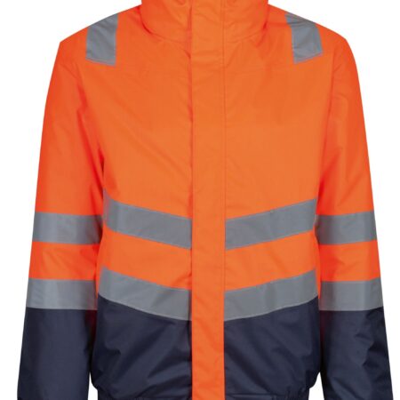 TRA218 Pro Hi Vis Bomber Jacket  Orange  hi-vis chevrons show which way you’re facing in low light