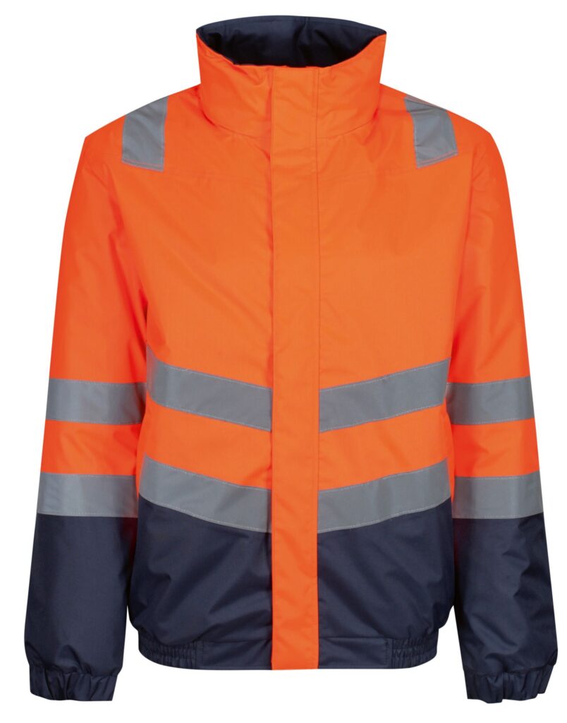 TRA218 Pro Hi Vis Bomber Jacket  Orange  hi-vis chevrons show which way you’re facing in low light