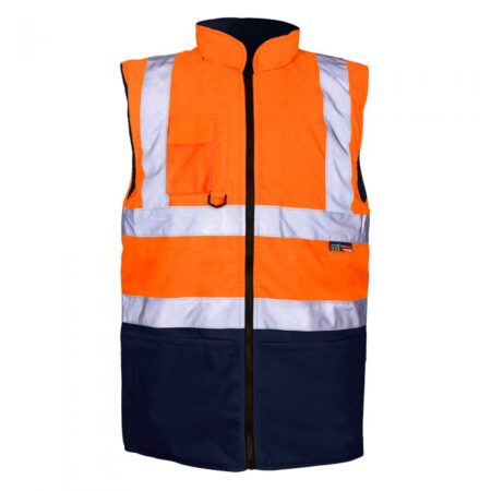 10181 Orange/Navy Hi Vis 2 Tone Reversible Fleece Lined