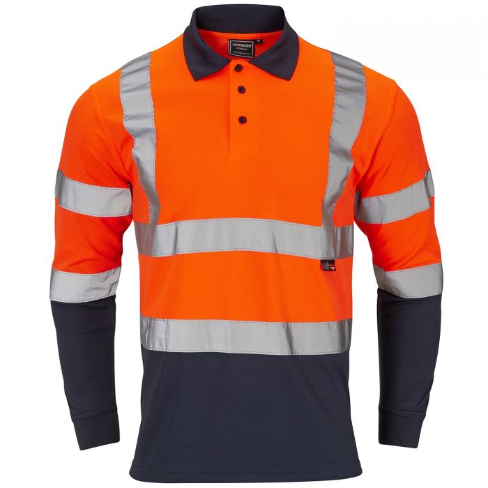 30L491 - Hi-Vis 2 Tone Yellow or Orange Long Sleeve Polo Shirt