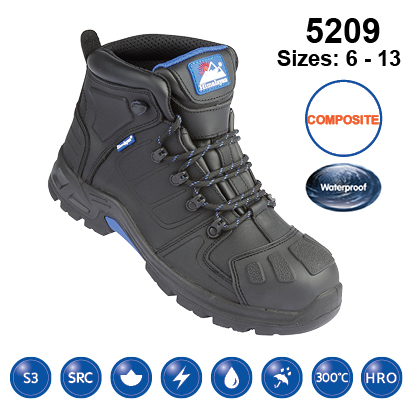 5209 - HIMALAYAN Black Storm Leather Waterproof Safety Boot