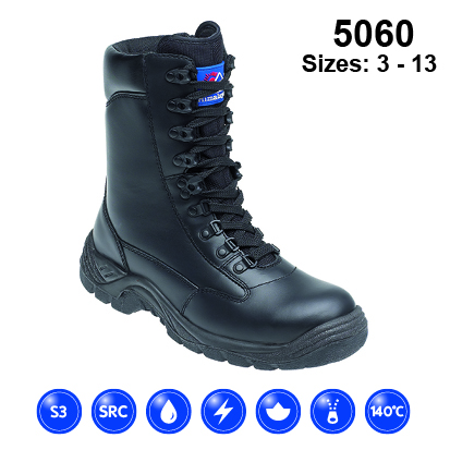 5060 HIMALAYAN Black Leather High Cut Safety Boot with TPU Sole