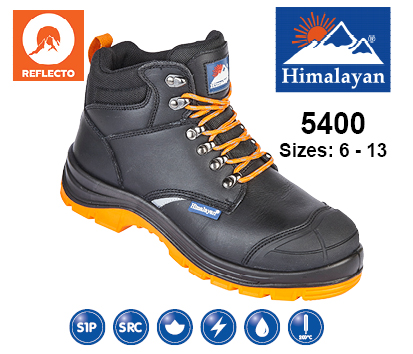 5400 HIMALAYAN  Black Leather Upper Reflecto Safety Boot S1P SRC