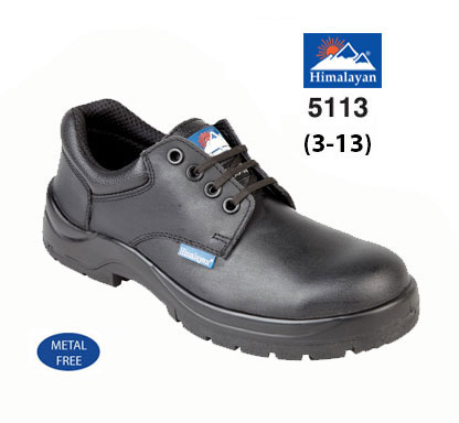5113 HIMALAYAN Black Leather Safety Shoe with Metal Free