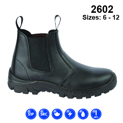 HIMALAYAN Black Leather Upper Safety Pull On Dealer Boot with Steel Toe Cap and Midsole