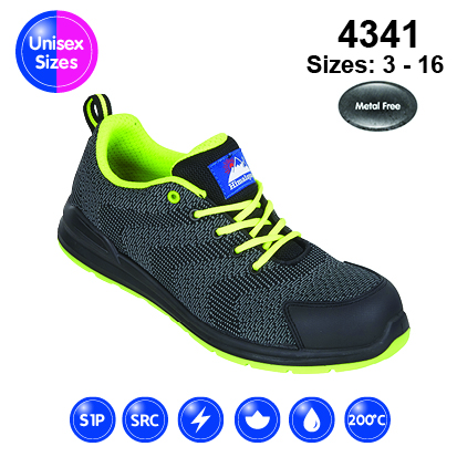 4341 Black #FlyKnit Mesh Safety Trainer with Metal Free Toecap and Midsole