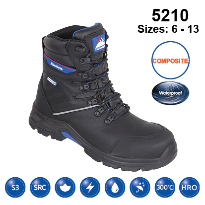 5210 Himalayan Black #StormHi Leather Composite 8″ Waterproof Safety Boot S3 SRC