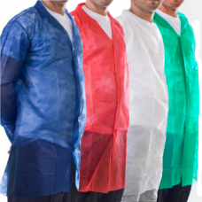 Visitor Coat White, Blue, Red. Green with Velcro Sold In Cases of 50 £35.50 Priced at 71p Each