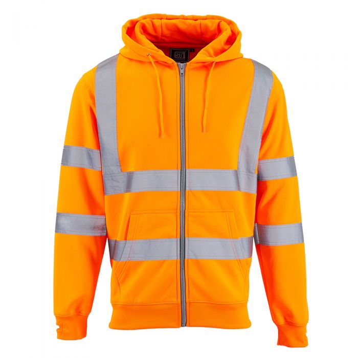 31981 - Hi Vis Orange Zipped Hooded Sweatshirt