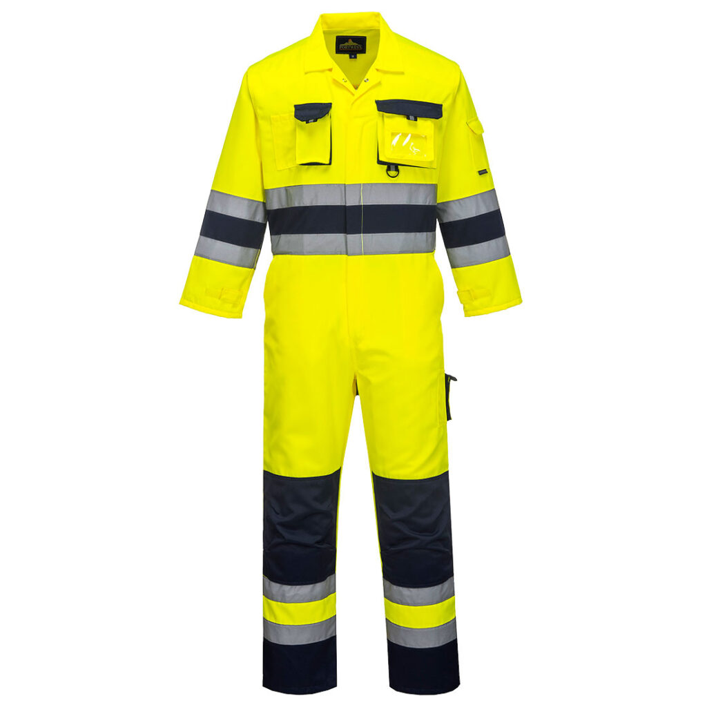 TX55 - Yellow/Navy Nantes Polycotton Hi Vis Overalls