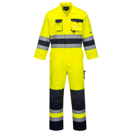 TX55 - Yellow/Navy Nantes Polycotton Hi Vis Overalls