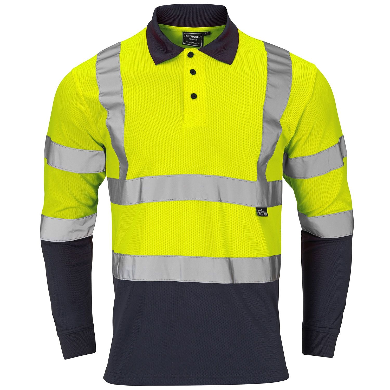 30L491 - Hi-Vis 2 Tone Yellow or Orange Long Sleeve Polo Shirt - Image 3