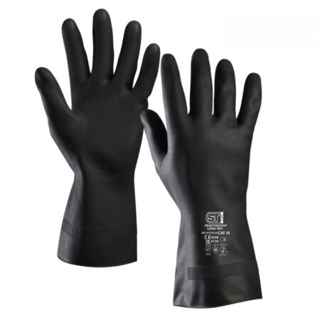 55171 - Flock Lined like a washing up glove but Heavyweight Latex Pro  General Chemical Handling Gloves