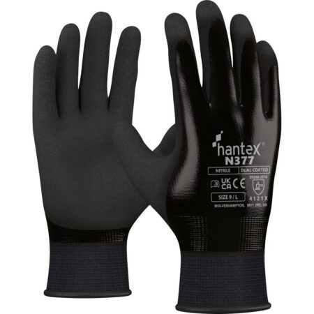 N377 HANTEX - dual nitrile coated general handling glove especially for wet or oily applications