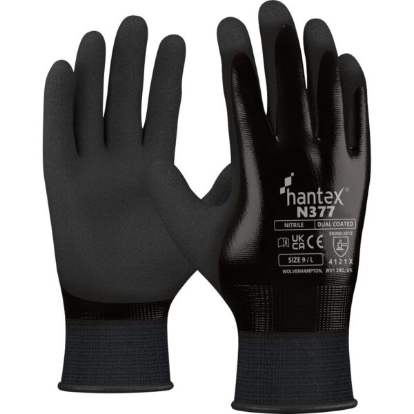 N377 HANTEX - dual nitrile coated general handling glove especially for wet or oily applications