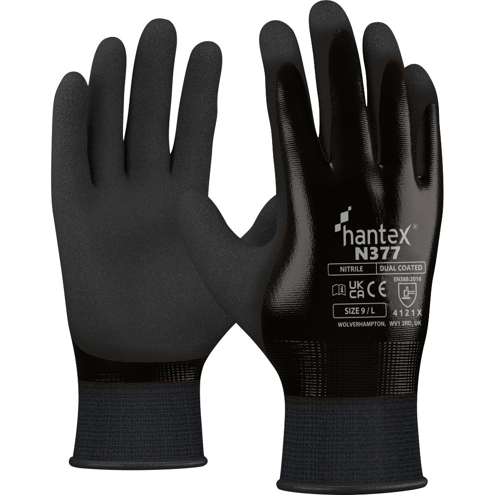 N377 HANTEX - dual nitrile coated general handling glove especially for wet or oily applications - Image 1