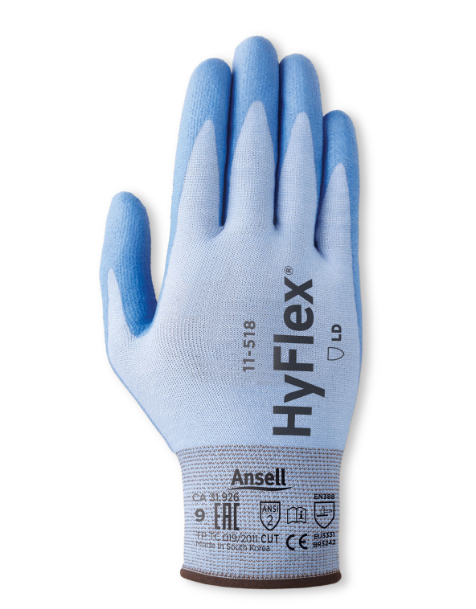 Ansell Hyflex 11-518 Glove Blue Cut B £9.45/pair sold in packs of 10