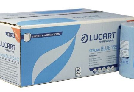 861058E- Strong Blue 155 ID Lucart Identity Strong 2 Ply Blue Roll Towel 155m