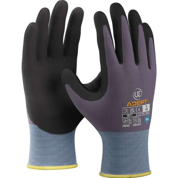 ADEPT® - NFT™ PALM COATED GREY £1.85/pair sold in packs of 12