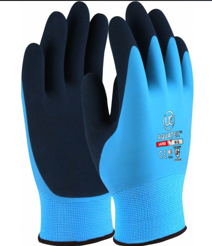 AQUATEK - DUAL COATED LATEX BLUE-offers superb grip in dry and wet applications Case Price £224.40-£1.87