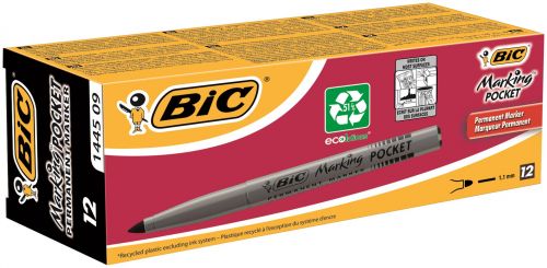 BC45095 - Bic Pocket Permanent Marker Bullet Tip Black (Pack of 12)