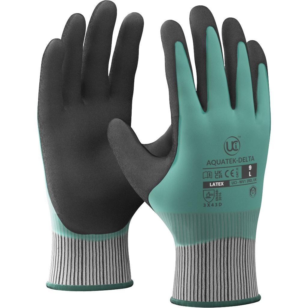 AQUATEK-DELTA - ISO CUT D DUAL COATED LATEX £3.79/pair sold in packs of 10