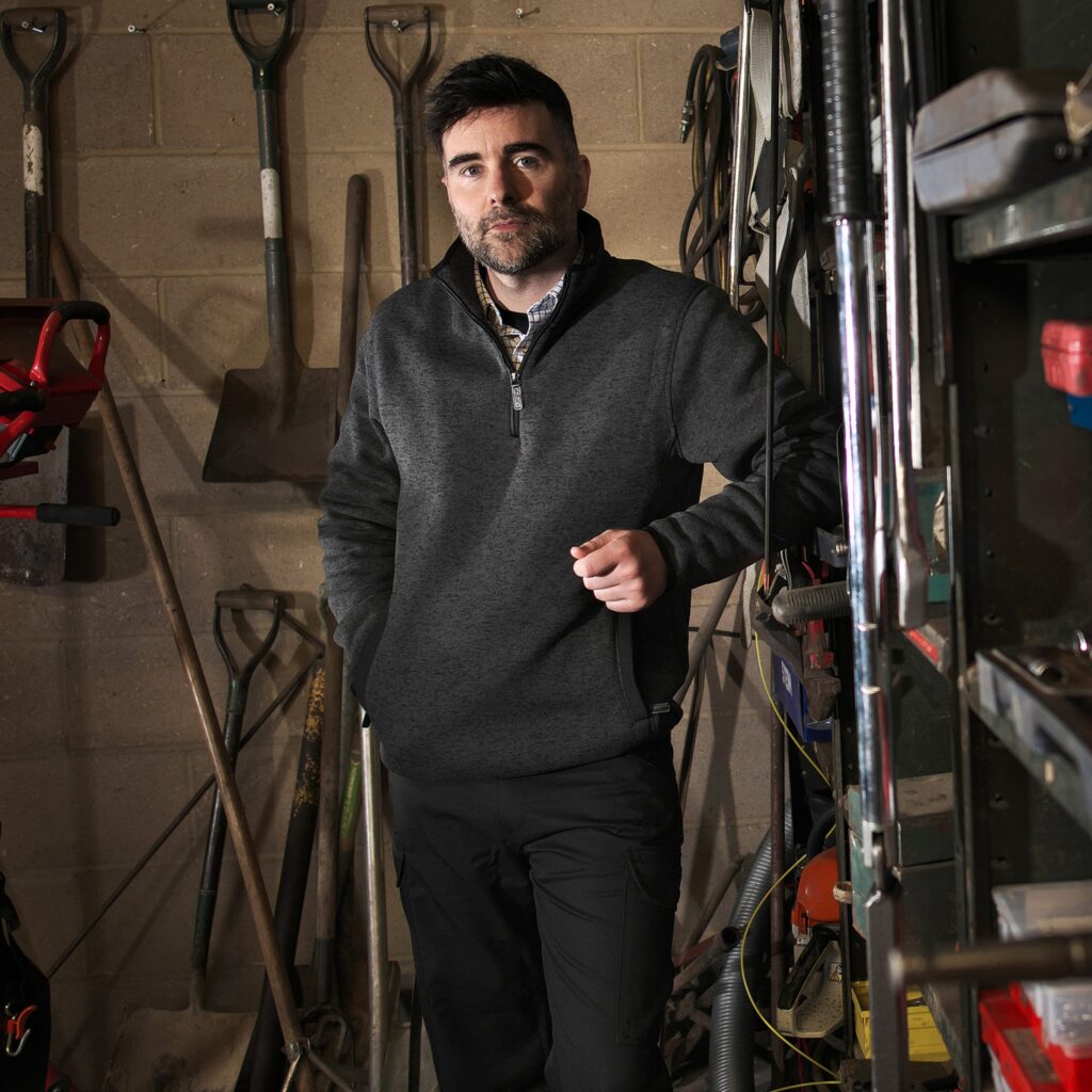 238 - FORT EASTON PULLOVER-Zip Fleece  hard-wearing knitted marl.