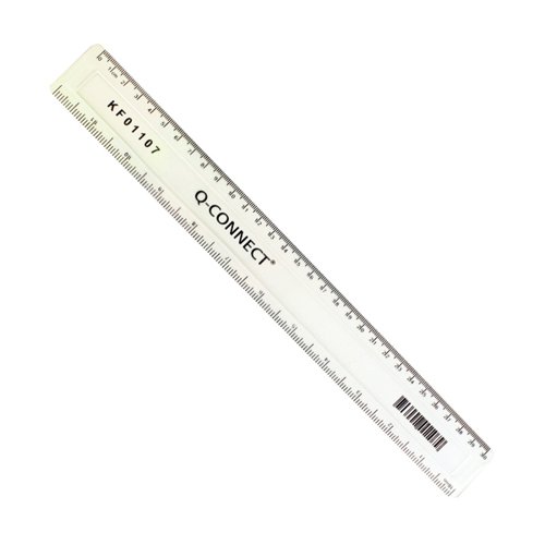 KF01107Q - Q-Connect Acrylic Shatter Resistant Ruler 30cm Clear (Pack of 10)