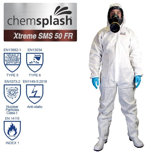 Chemsplash Xtreme SMS 50 Flame Retardant Coverall Type 5/6 - Style No. 2513
