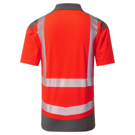 P14-R/GY-LEO - Peppercombe ISO 20471 Class 2 Coolviz Plus Polo Shirt Red/Grey - Image 2