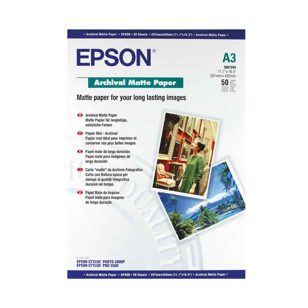 Epson Matte A3 Archival Paper 192gsm (Pack of 50) C13S041344