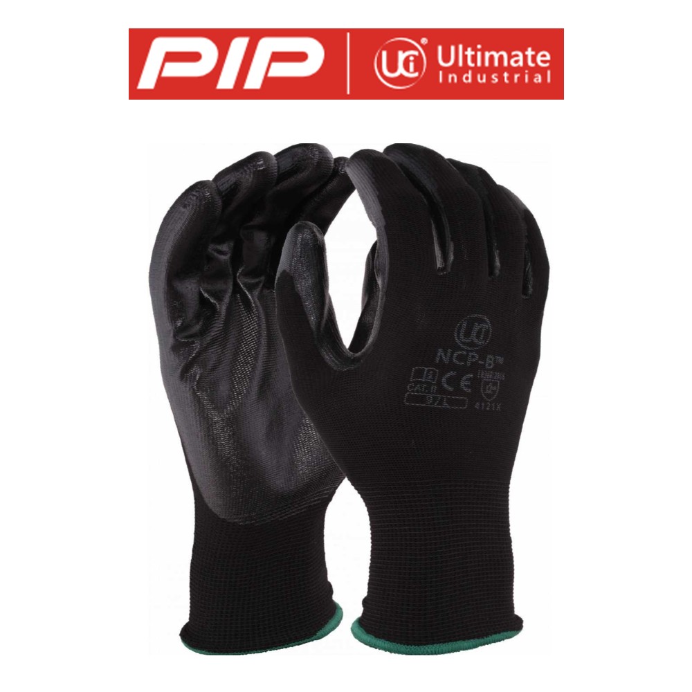 NCP-B - NITRILE PALM COATING BLACK Excellent dexterity High abrasion resistance Excellent grip in wet and dry conditions 69p/pair sold in packs of 10