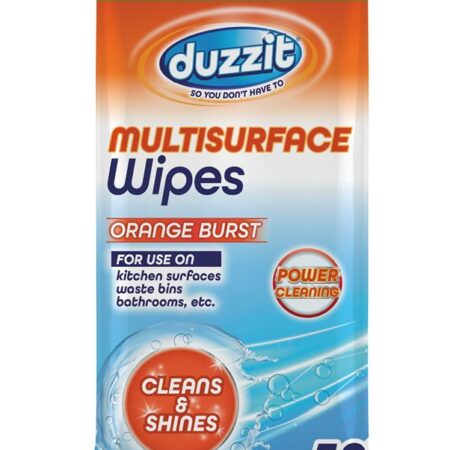 DUZZIT ORANGE BURST BIODEGRADABLE MULTI-SURFACE WIPES 50 PACK