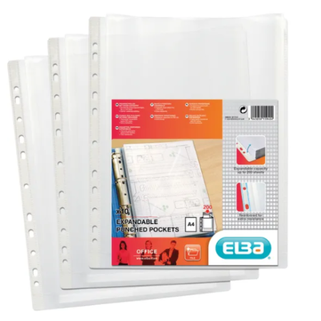 Elba Expanding Punched Pockets Top Opening A4 (Pack of 10)
