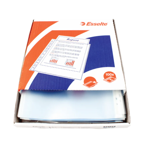 Esselte Pocket Top Opening Embossed A4 Clear (Pack of 100)