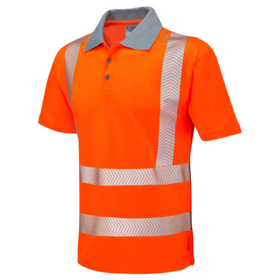 Leo Woolacombe ISO 20471 Class 2 Coolviz Plus Polo Shirt Orange