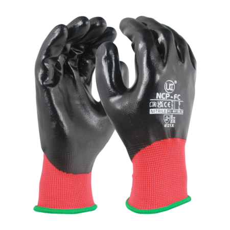 NCP-FC, RED/BLACK FULLY COATED NITRILE GLOVE £1.05/pair sold in packs of 10