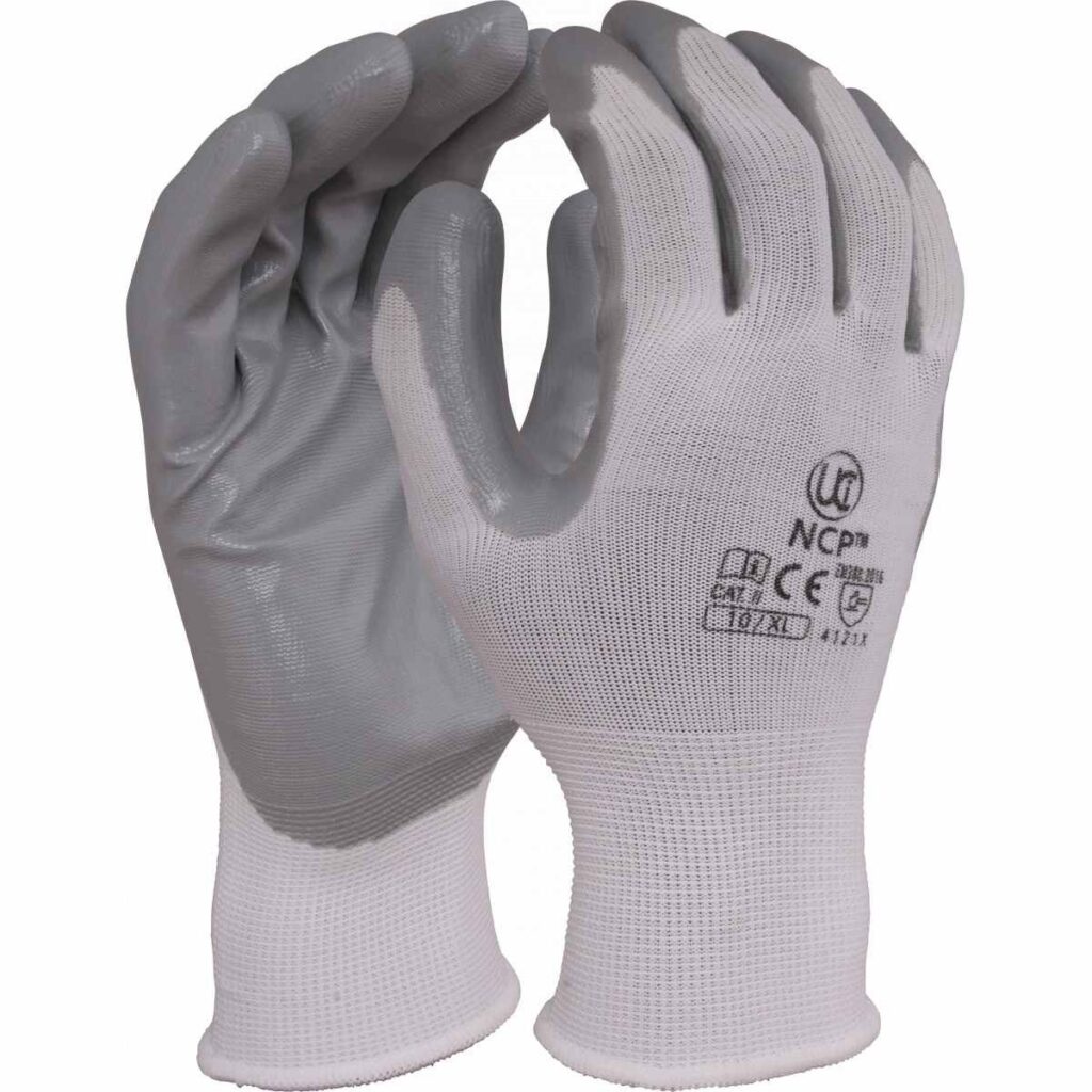 NCP - NITRILE PALM COATING WHITE/GREY 59p/pair sold in packs of 10