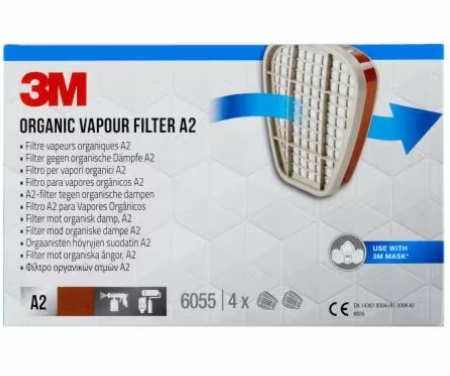 3M™ Organic Vapour Filter 6055, A2 for 6000 and 6500 series, 4PR/PK
