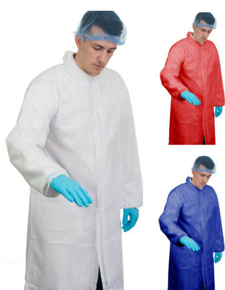 NON-WOVEN COAT WITH ELASTICATED CUFFS  Sold In Cases of 50 £42.50-£0.85each
