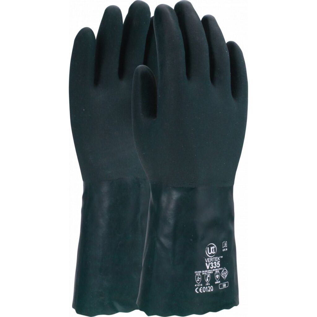 V335 Premium Green Double-Dipped PVC Chemical Resistant Gauntlet – 14" (35cm)