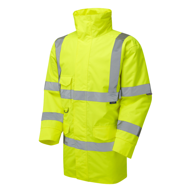 A01-Y-LEO Leo EcoViz Tawstock Baffle Lined Class 3 Anorak Yellow